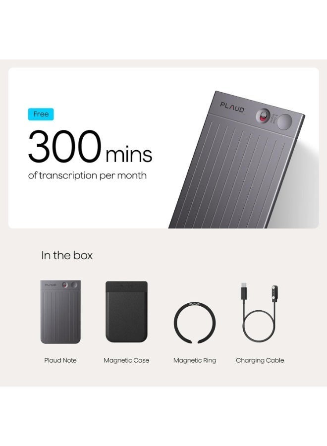 بلود مسجل صوت Plaud Note بتقنية الذكاء الاصطناعي مع حافظة، تحكم عبر تطبيق، نسخ وتلخيص صوتي بتقنية الذكاء الاصطناعي، يدعم 112 لغة، سعة 64 جيجابايت، مسجل صوت رقمي للمحاضرات والاجتماعات والمكالمات، أسود - Image 3